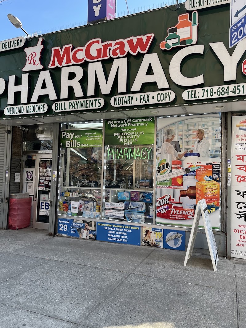McGraw Pharmacy storefront on McGraw Avenue in Parkchester, Bronx